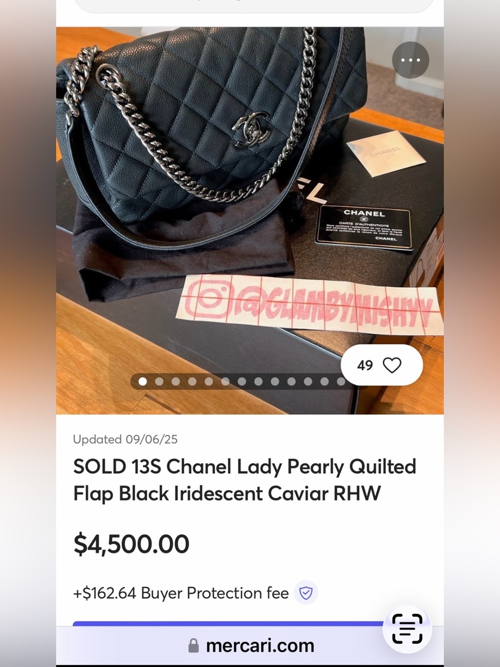 Preloved Vintage Chanel Lady Pearly Quilted Flap Black Bag Caviar Leather - Picture 14 of 14